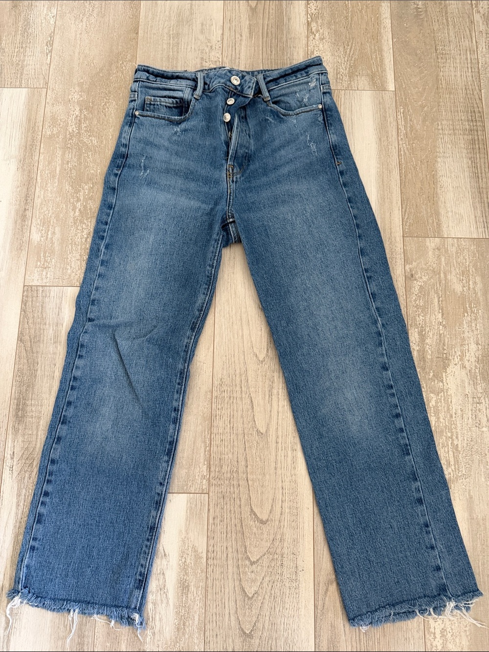 Zara Straight-Leg Jeans — Medium Blue S 4